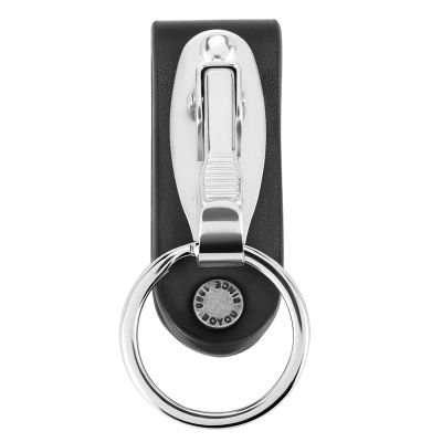 Stainless Steel Keyring Design Faux Leather Belt Loop Key Chain