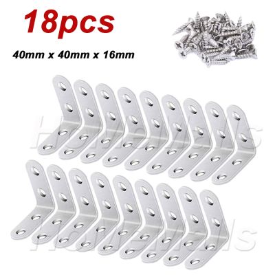 ♟ 18pcs L-shaped Corner Brackets Stainless Steel Angle Brackets For Wooden Shelves Chairs Wardrobes Furniture Fixed Hardware