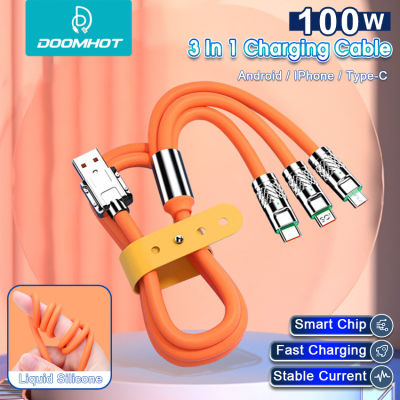 DoomHot 3 In 1สายชาร์จสายชาร์จสายเคเบิลชาร์จหลายแบบหลายสายชาร์จแบตเตอรี่อเนกประสงค์3 In 1อะแดปเตอร์สายชาร์จกับ Type-C โลหะผสมสังกะสี TPE ของเหลวซิลิโคนงอสายชาร์จสายเคเบิลชาร์จโทรศัพท์มือถือ