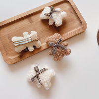 2022 New Toddlers Kids Bear Hair Clips Hairpins for Children Baby Handmade Girls Hair Accessories Autumn Winter Cloth Barrettes