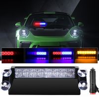 【LZ】❐  LED Car Strobe Light Automotive Emergency Light piscando lâmpada de advertência Polícia estroboscópios com ventosa vermelho e azul 8LED 12V