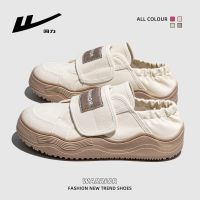 ✙❧  Back to two wear canvas shoes female 2023 new breathable joker ins summer wind can wear one and a half leather slippers