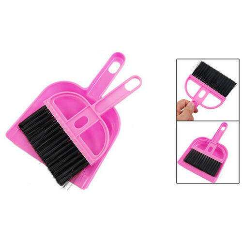 office-home-car-cleaning-mini-whisk-broom-dustpan-set-pink-black