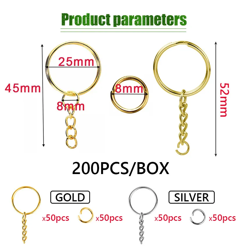 100PCS Split Key Rings Bulk for Keychain and Crafts Keychain Rings (Mixed  Color 25mm)