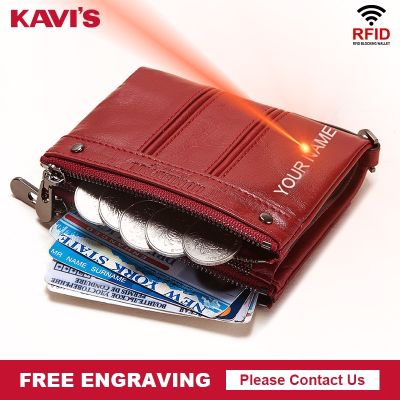 KAVIS Free Engraving Wallet Women Genuine Leather Lady Female Purse High Quality Female Wallets Card Holder Clutch Carteras Red