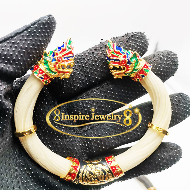 inspire-jewelry-กำไลเครื่องประดับมงคลขนหางช้าง-สีขาวหายาก-ตัวเรือนขึ้นเงินแท้-92-5-ปรับไซด์ได้-5-5-cm-x-5-5-cm-นน-16-g