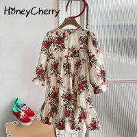 HoneyCherry Girls ชุดดอกกุหลาบเด็กชุดใหญ่ชุดเจ้าหญิงดอกไม้บูติกเสื้อผ้าสาว