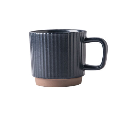 250ml Ceramic Coffee Mug Vintage Coffee Tea Cup Stripped Pattern Porcelain Mug with Handle Ho Cafe Latte Mug Teacup Drinkware