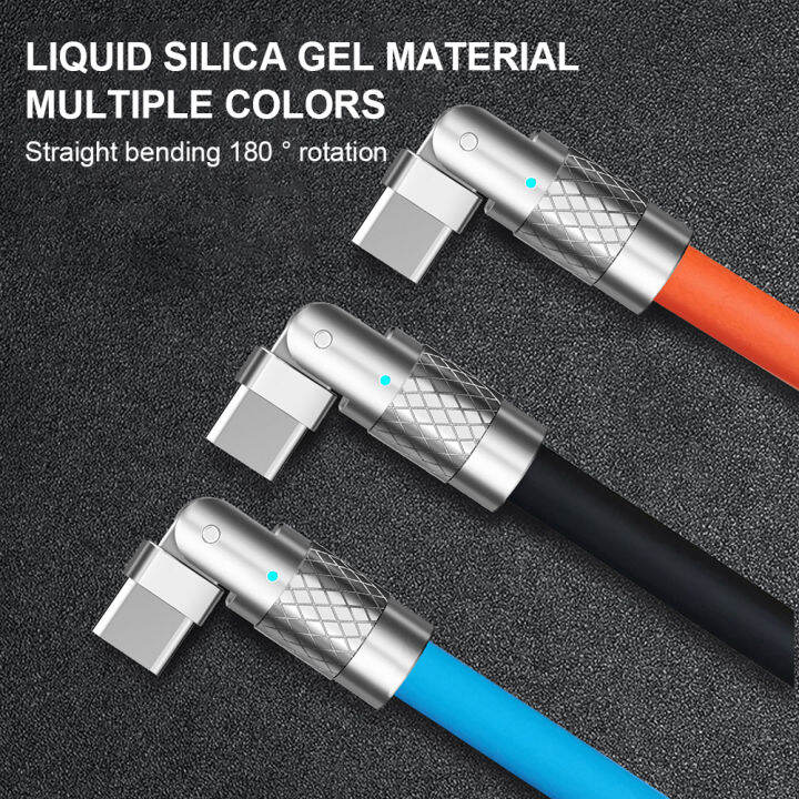 สาย6a-120w-สายชาร์จเร็วมาก180-หมุนได้ชนิด-c-ไมโคร-usb-ไลท์นิ่งซิงค์อัลลอยสายข้อมูลซิลิโคนเหลวสายเคเบิลสำหรับ-android-ios