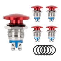 1PC 16MM Momentary Metal Mushroom Head Push Button Switch Waterproof IP65 SPST (ON)-Off 1NO 3A 250V With Screw Terminal For Car