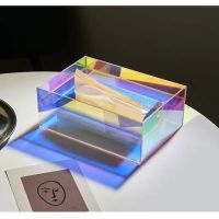 Simple And Creative Acrylic Colorful Tissue Box Office Household Tea Table Light And Luxury Paper Extraction Transparent Storage Tissue Holders