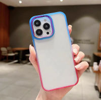 เคสหลังใสขอบสีทูโทน Case iPhone14 14Plus 14ProMax iPhone13 13Pro Max iPhone12 12Pro Max iPhone11 6G 6S 7G 7G 6Plus 6Splus 7Plus 8Plus  XR XS Max SE2020 เคสกันกระแทกไล่สี ขอบนิ่มหลังแข็ง เคสไอโฟน