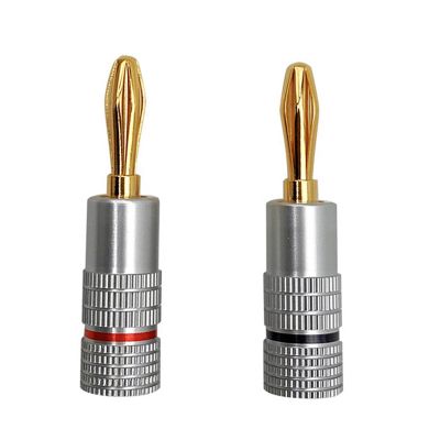 20Pcs Banana Connector 24K Gold-Plated 4.5MM Banana Plug with Screw Lock for Audio Jack Speaker Plugs Black+Silver