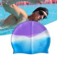 Men Swimming Hat Unisex Elastic Anti-slip Breathable Swimming Waterproof Contrast Color Women Bathing Hat Swimming Headwear Swim Caps