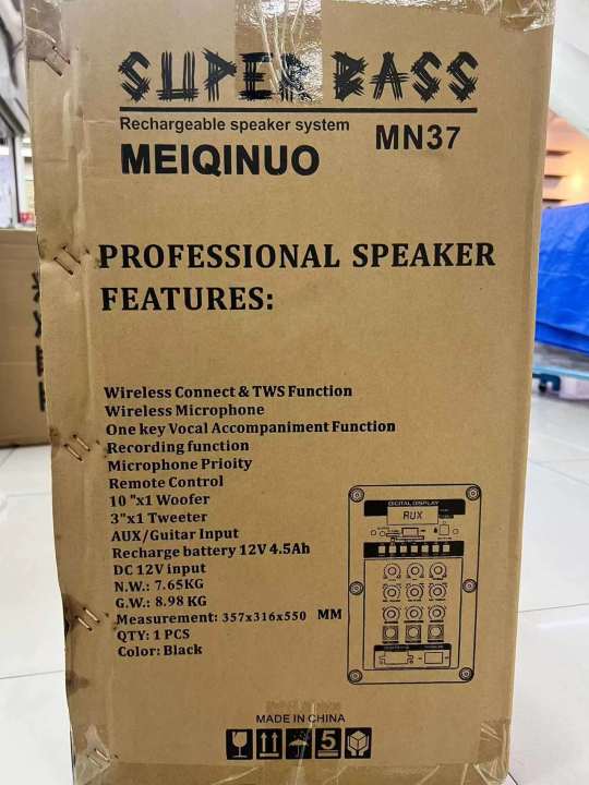 ลำโพงบลูทูธ-ลำโพงรุ่น-mn-37-ดอก10นิ้ว-ลำโพงไม้เคลื่อนที่มีล้อลาก-เสียงดังกระหึ่ม-เบสหนัก-แถมไมค์ลอย2ตัว-คุ้มค่าพร้อมส่งจากไทย