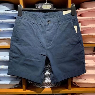 บรูคส์บราเธอร์ส์สำหรับผู้ชายกางเกงขาสั้นห้าจุดลำลองสีทึบธุรกิจฟอกสีแบบคลาสสิก