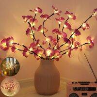 ZZOOI 73cm 20leds Simulation Orchid Bouquet Light String LED Desktop Vase Flower Branch Lamp for Wedding New Year Holiday Party Decor