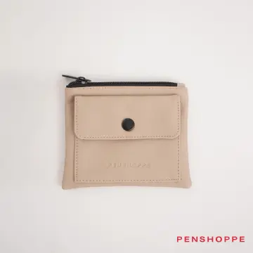 Beige Classic Leather Coin Pouch