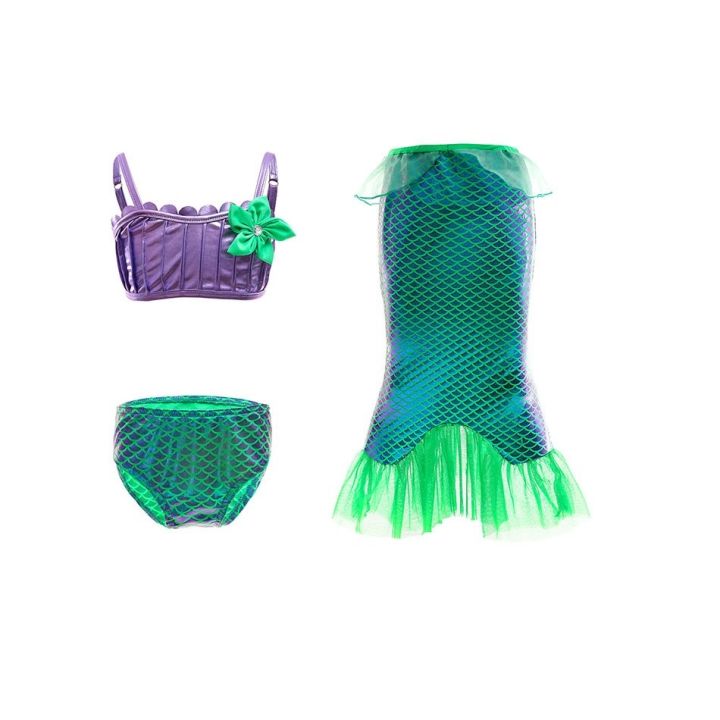 jeansame-dress-disney-ariel-ชุดเจ้าหญิงสำหรับสาว-mermaid-ชุดว่ายน้ำเด็ก-brithday-party-คอสเพลย์เครื่องแต่งกาย-baby-beach-บิกินี่เสื้อผ้า3-10ปี