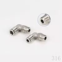 M6 M5 1/8 "1/4" 3/8 "1/2" BSPT ตัวผู้ข้อศอกนิวเมติก316ตัวผลักเหล็กกล้าไร้สนิมในหัวต่อคอมพิวเตอร์ท่อประปา