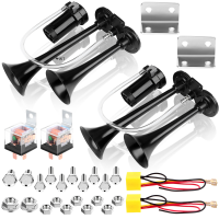 ❤️WT 2 Pack 12V 150db Car Air Horn Kit, Black dual ทรัมเป็ตแตรอากาศสำหรับรถบรรทุก, เสียงดังรถไฟแตรสำหรับรถจักรยานยนต์12V ใดๆ