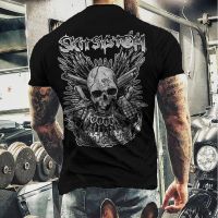 Vintage Skull Head Print T-shirt  Best-selling Version Of In Europe And America Oversize Mens Street Personalized Short Sleeve