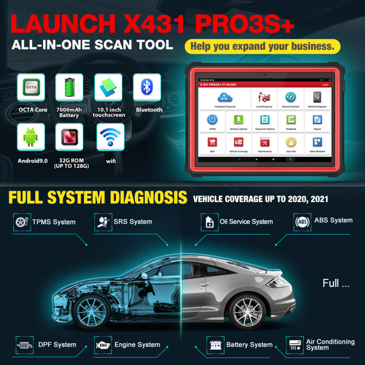 2023 Upgrade LAUNCH X431 PRO3S+ Elite Bluetooth Bi-Directional Scan Tool,OEM  Topology Mapping,HD Trucks Scan,Online Coding37+ Service for All Cars,Full  System Diagnostic,Key IMMO,2-Year Free Update Lazada PH