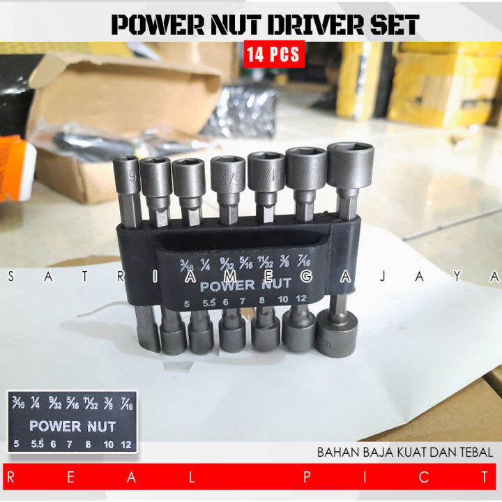 Pcs Power Nut Driver Drill Bit Set Sae Metric Socket Wrench Screw Lazada Indonesia