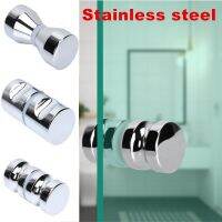 304 Stainless Steel Door Handle 1.1" Dia Single Glass Door Knob Bathroom Shower Cabinet Double-Sided Handle Pull with Screw Door Hardware