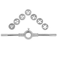 DRELD 8Pcs/set Die Wrench Kit HSS Metric Screw Die M3/M4/M5/M6/M8/M10/M12 Circular Threading Die Hand Tools Kit with Wrench