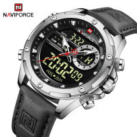 NAVIFORCE ธุรกิจหนังผู้ชายนาฬิกาควอตซ์อนาล็อกจอแอลซีดีนาฬิกาผู้ชายกีฬาทหารกันน้ำวางสินค้านาฬิกาข้อมือชายนาฬิกา