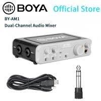 BOYA BY-AM1 Dual-Channel Audio Mixer for Dynamic/Condenser XLR Mics Line-Level/ Instrument Signals for Computers Laptops Speaker