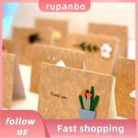 RUPANBO039392692กระดาษคราฟท์12ชิ้นบัตรอวยพรทำมือวันเกิดประณีตคุณภาพสูงบัตรของขวัญ Diy รูปลอกสเตอริโอน่ารักทนทานการ์ดขอบคุณเด็กผู้หญิงสไตล์อินสตาแกรมน่ารัก