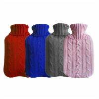 2L Large Natural Rubber Hot Water Bottle Bag Warm Faux Fur Fleece Knitted Cover