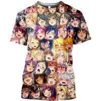 2023 Customized Fashion Ahegao T-shirt Anime 3D Print Men Women Streetwear Hentai Pattern O-Neck Hip Hop T Shirt Harajuku Ca，Contact the seller for personalized customization