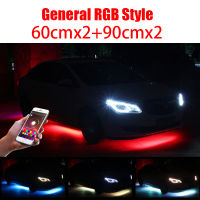 4PCS 12V IP65 App Control Flowing Color RGB LED Strip Under Car 90 120 180 Tube Underglow Underbody System Neon Light