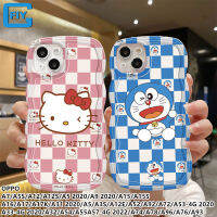 ลายการ์ตูนคู่ลาย Hello Kitty Doraemon สำหรับ OPPO A3s A5s A5 A31 A7 A9 2020 A12 A12e A15 A15s A16 A17 A17k A74 A32 A33 A52 A53 A54 A55 A57 A72 A76 A78 A91 A92 A93โทรศัพท์ TPU แบบน่ม A96เคสที่มีความคุ้มครองเต็มรูปแบบและฝาครอบป้องกัน