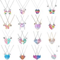 Qpeach 2Pack Heart Unicorn Bear Cat Pendant Best Friend Girl BFF Necklace of 2 for Kids Children Friendship Jewelry Gifts