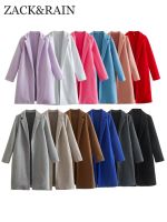 【YD】 ZACK RAIN Fashion Front Woolen Coat Lapel Collar Sleeve Female Outerwear Overcoat