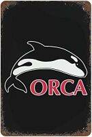 Orca โปสเตอร์เหล็กป้ายดีบุกโลหะต้อนรับที่แขวนอยู่กับเครื่องตกแต่งฝาผนังวินเทจสีสนิม