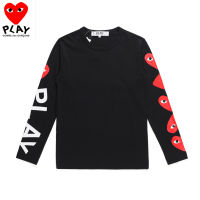 Comme Des Garcons เสื้อผ้าเสื้อยืดสตรีผู้ชายผ้าฝ้ายแท้,เสื้อผ้านิ่มแฟชั่นโปโลแขนยาวทรงหลวมเรียบง่าย