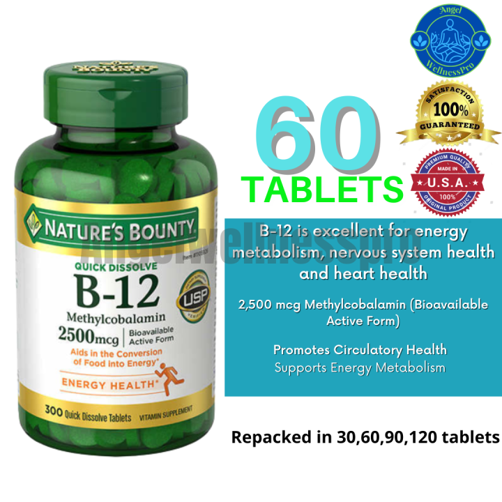 Natures Bounty Vitamin B 12 2500 Mcg 60 Tablets Authentic Lazada Ph