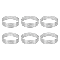 Circular Stainless Steel Porous Tart Ring Bottom Tower Pie Cake Mould Baking ToolsHeat-Resistant Perforated Cake Mousse Ring, 8cm