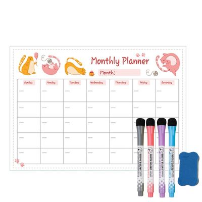 Magnetic Weekly Planner Monthly Calendar Dry Erase Whiteboards for Kitcher Frigerator Magnet Sticker for Kids Family Educational