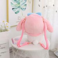 Sanrio กระเป๋าเป้สะพายหลังผ้ากำมะหยี่น่ารัก Kuromi My Melody Cinnamoroll Plushie กระเป๋าตุ๊กตาอะนิเมะของเล่นเป้สะพายหลังขนาดใหญ่ของขวัญสำหรับเด็กผู้หญิง