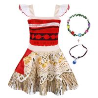 Cute Girl Moana Dress Childrens Party Sleeveless Lace Sleeve Birthday Dress Christmas Party Dress