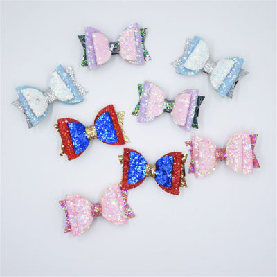 10pcslot New Princess Glitter Hair Bows Clips for Girls Fashion Bling Handmade Hairpins Barrettes Kids Hair Accessories