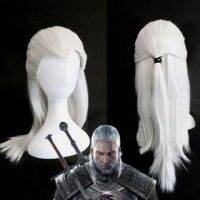 HAIRJOY สีเงินสีขาว Geralt ของ Rivia วิกผมคอสเพลย์ยาวตรงวิกผมวิกผมปลอมไฟเบอร์กันความร้อน