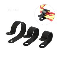 Nylon plastic r type cable clamp black electrical fittings mounting fastening hardware durable useful hose clamp