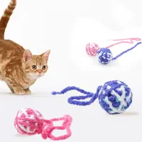 1pc Cat Ball Toy Polyester Knitting Yarn Pet Kitten Ball Teaser Play Toy Interactive Scratch Cat Toys Toys
